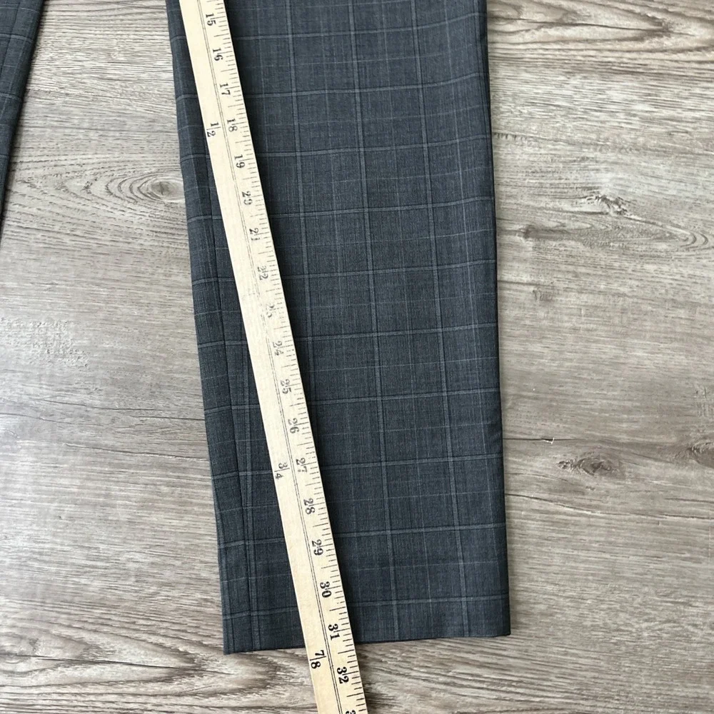 Club Monaco Sutton Slim Fit Pants Mens 32x32 Gray Plaid Wool Blend